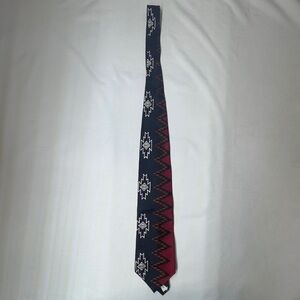 Vintage Tabasco Red and Navy Blue Geometric Silk Tie